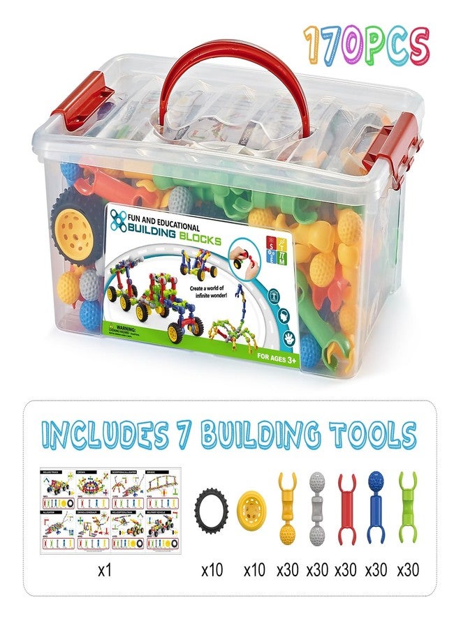 Caferria 170 Pcs Building Toys for Kids Ages 4-8 with Toy Box Storage, Idea Guide, Building Blocks STEM Toys for 3 4 5 6 7 8 9 Year Old Creative Kids Activity, Christmas Birthday Gifts for Boys Girls - Image 2